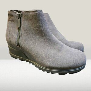 SOREL Evie Zip Bootie Quarry Sea Salt Gray Ankle Women's Size 8